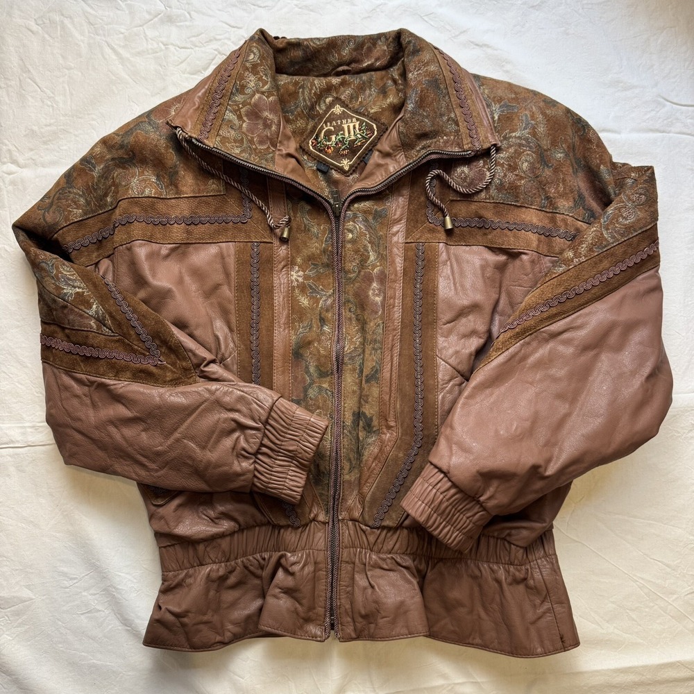 VTG 1980s GIII Leather and Suede Jacket Western Boho Rodeo Glam Sz L